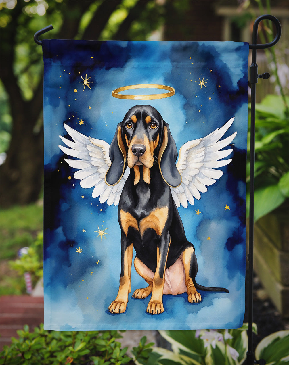 Black and Tan Coonhound My Angel Garden Flag