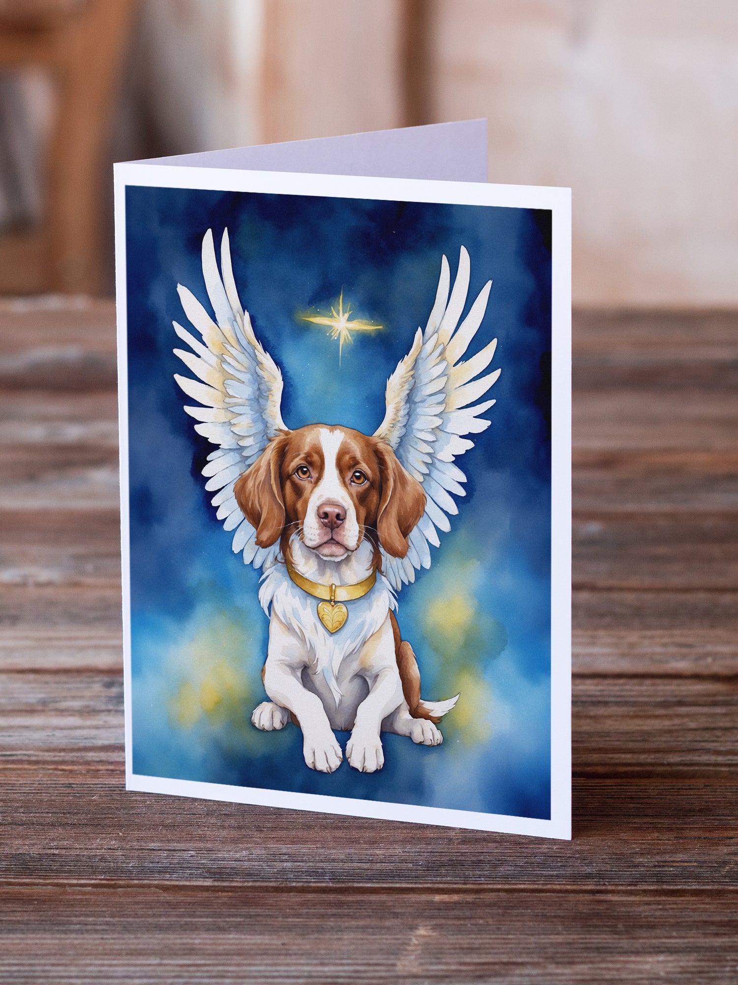 Caroline's Treasures Brittany Spaniel My Angel Greeting Cards - Blank Note Cards – 8-Pack of Artist-Designed Cards with Envelopes