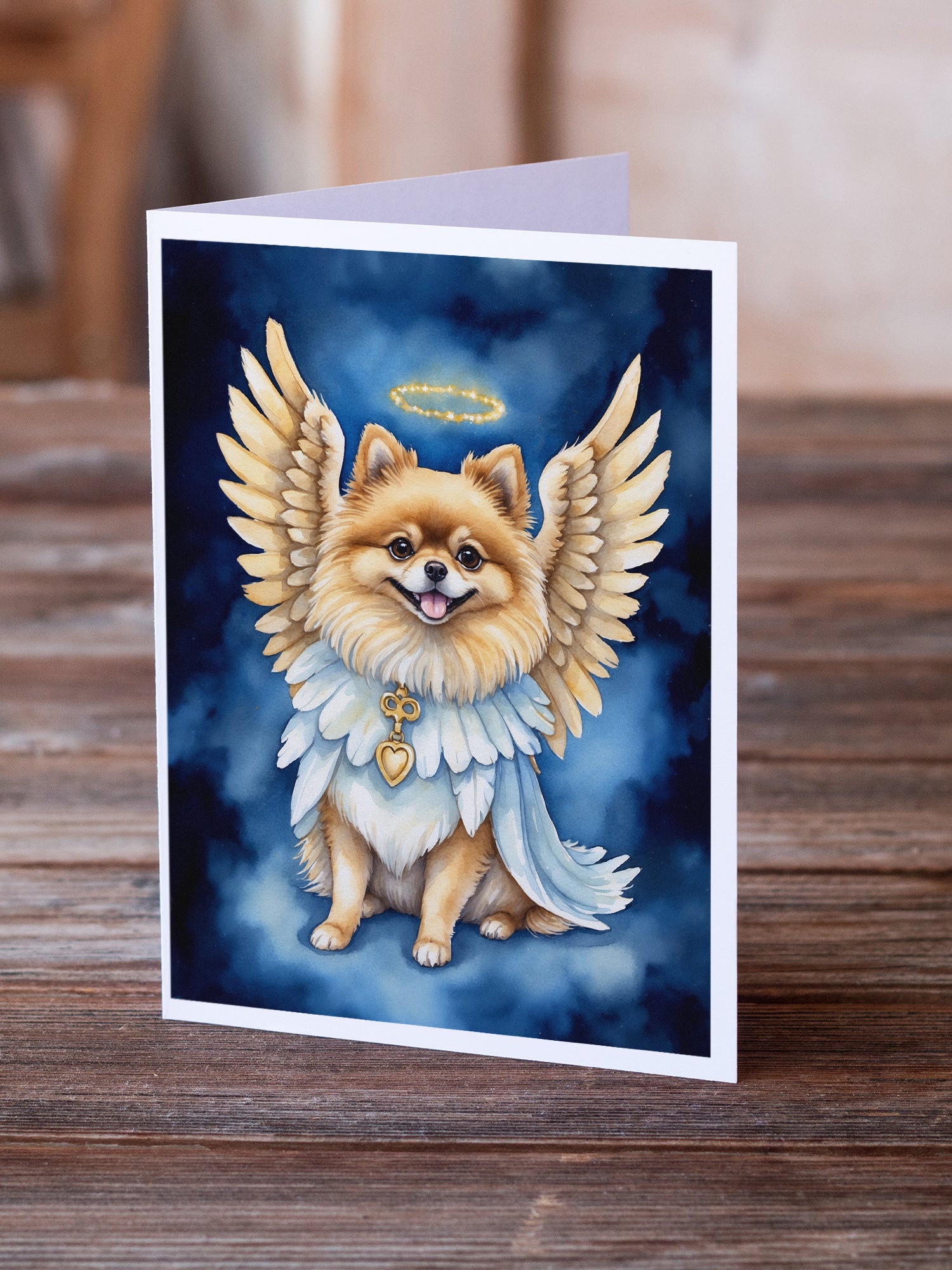 Caroline's Treasures Pomeranian My Angel Greeting Cards - Blank Note Cards – 8-Pack of Artist-Designed Cards with Envelopes