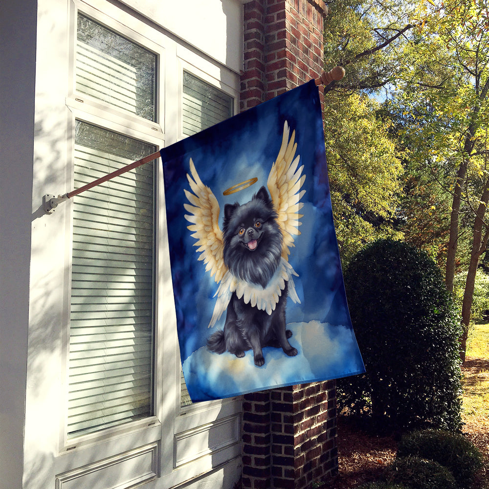 Black Pomeranian My Angel House Flag
