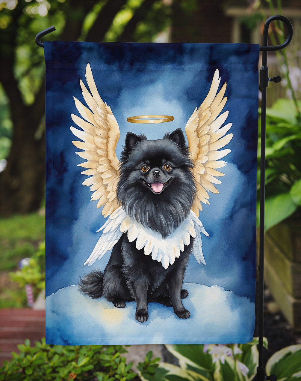Black Pomeranian My Angel Garden Flag