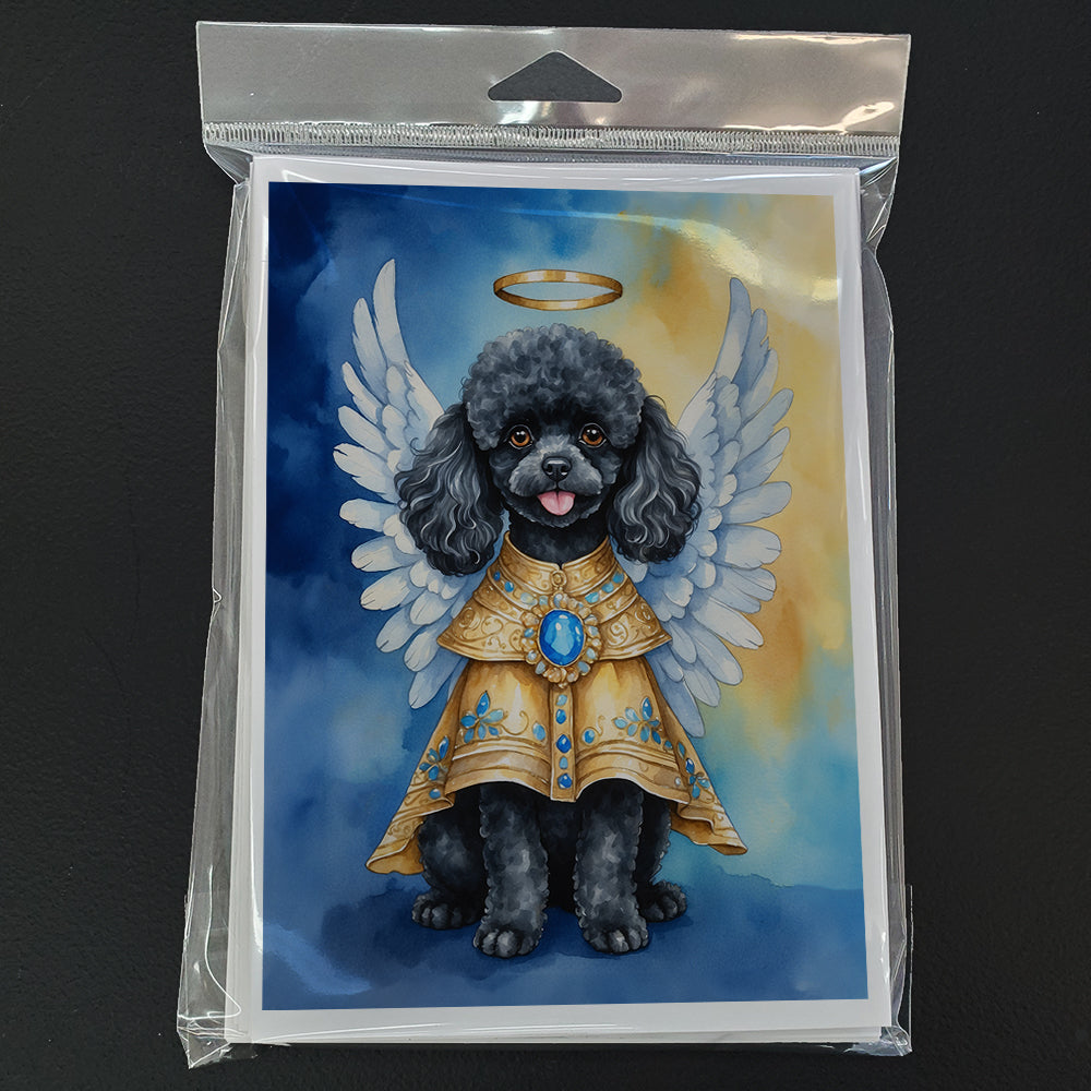 Black Poodle My Angel Greeting Cards Pack of 8