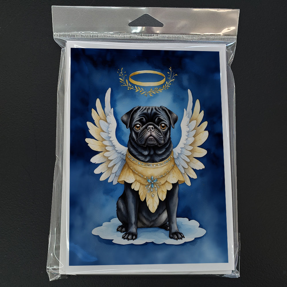Black Pug My Angel Greeting Cards Pack of 8