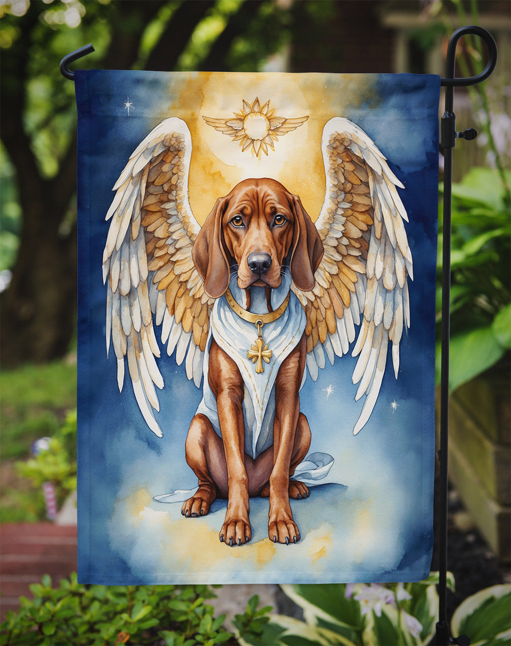 Redbone Coonhound My Angel Garden Flag