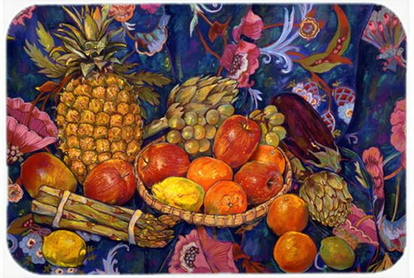 Fruit &amp; Vegetables by Neil Drury Glass Cutting Board Large DND0018LCB by Caroline&#39;s Treasures