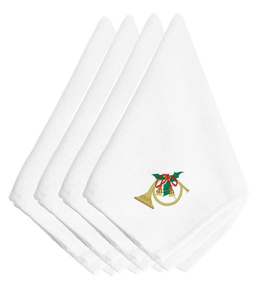 Christmas French Horn Embroidered Napkins Set of 4 EMBT2079NPKE by Caroline's Treasures