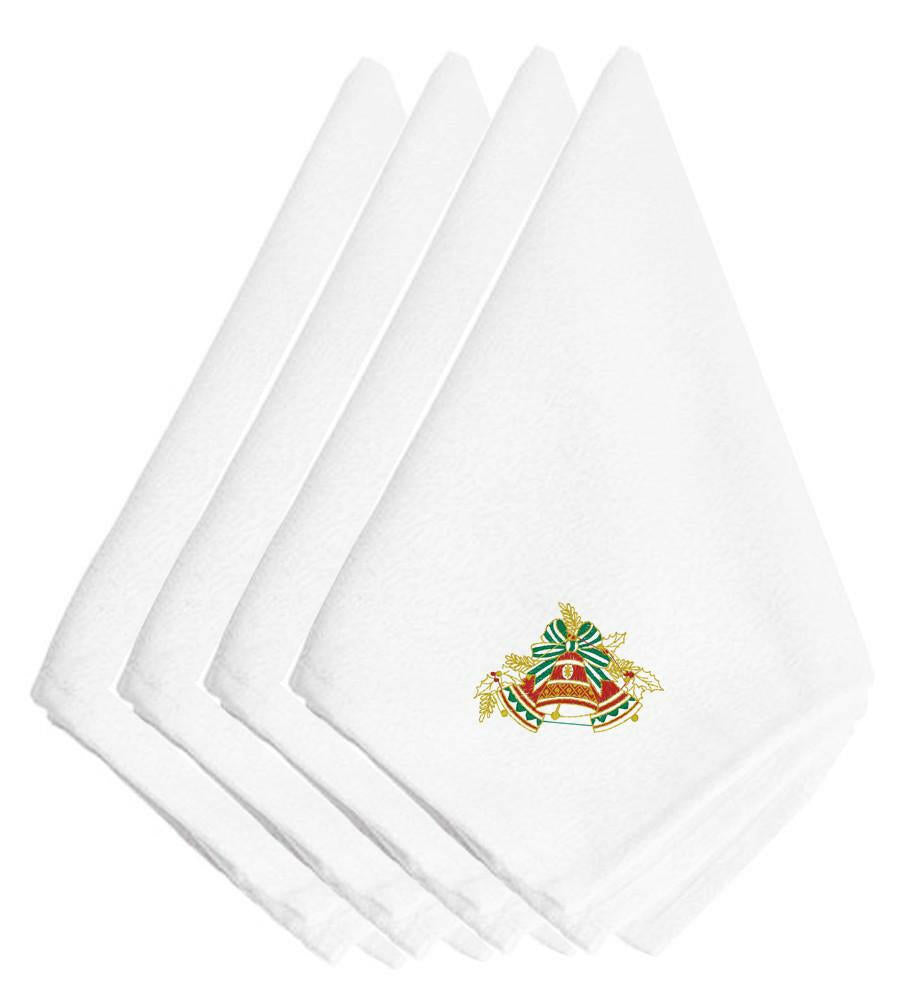 Christmas Bells Red, Green and Gold Embroidered Napkins Set of 4 EMBT2409NPKE by Caroline's Treasures
