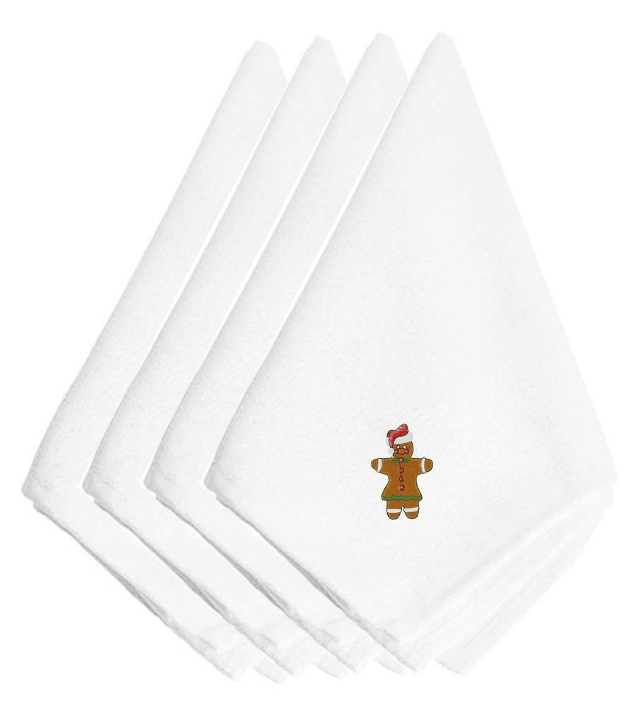 Christmas Gingerbread Lady Embroidered Napkins Set of 4 EMBT2420NPKE by Caroline's Treasures
