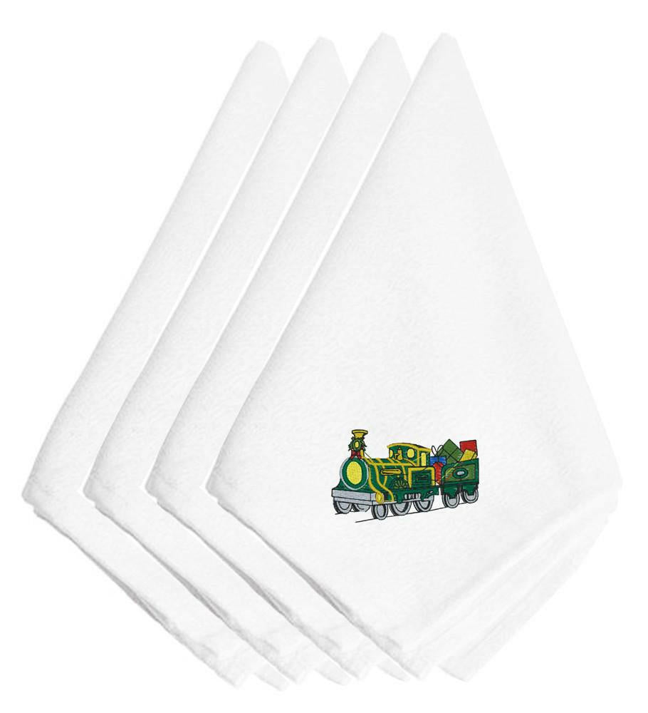 Christmas Train with Presents Embroidered Napkins Set of 4 EMBT2428NPKE by Caroline&#39;s Treasures