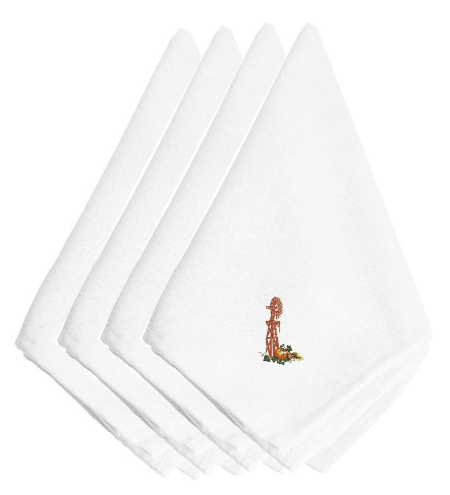 Fall Windmill Embroidered Napkins Set of 4 EMBT3013NPKE by Caroline's Treasures