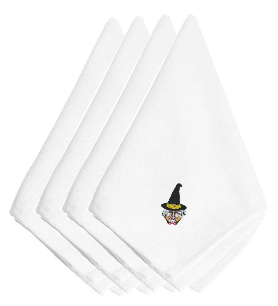 Halloween Witches Face Embroidered Napkins Set of 4 EMBT3811NPKE by Caroline's Treasures