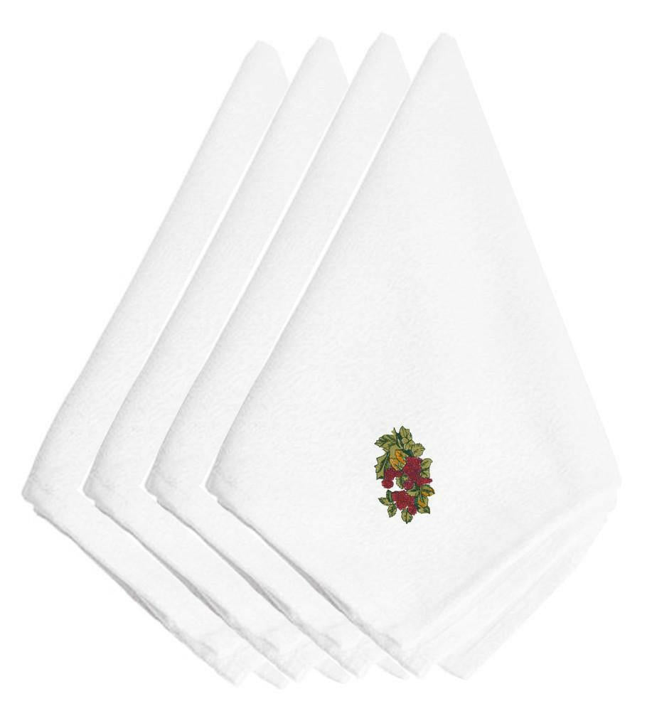 Fall Raspberry Bunch Embroidered Napkins Set of 4 EMBT3816NPKE by Caroline's Treasures