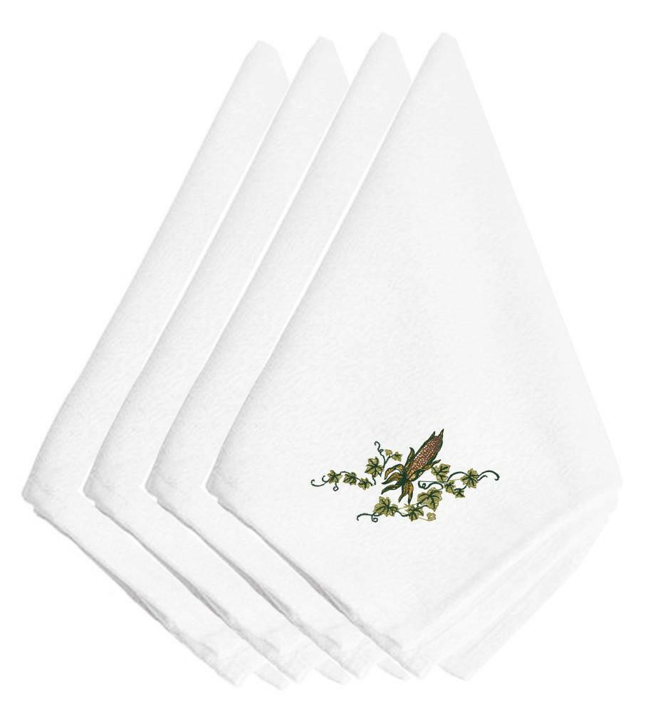 Fall Ear of Corn and Ivy Embroidered Napkins Set of 4 EMBT3819NPKE by Caroline&#39;s Treasures