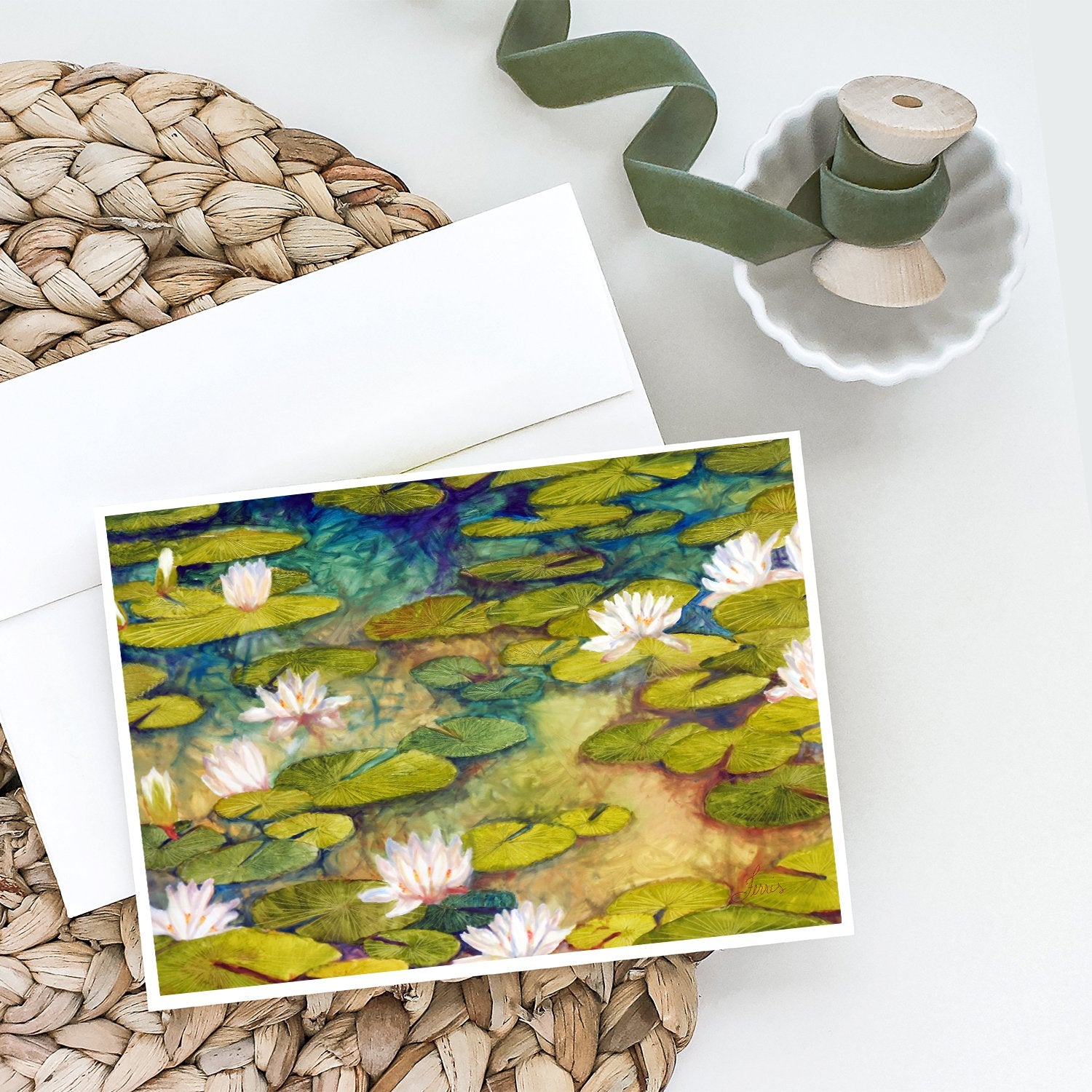 Waterlillies by Ferris Hotard Greeting Cards and Envelopes Pack of 8 - the-store.com