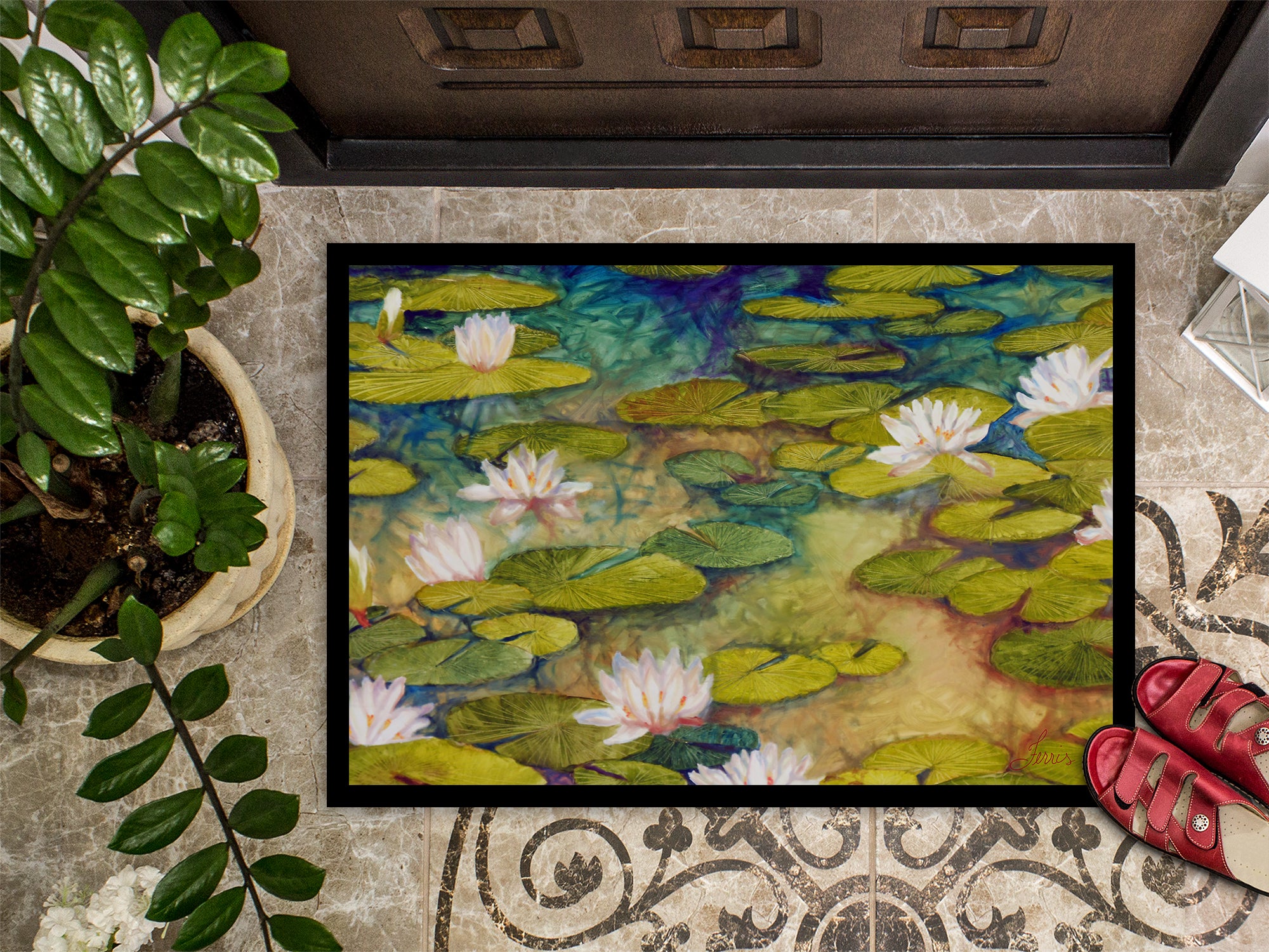 Waterlillies by Ferris Hotard Indoor or Outdoor Mat 18x27 - the-store.com