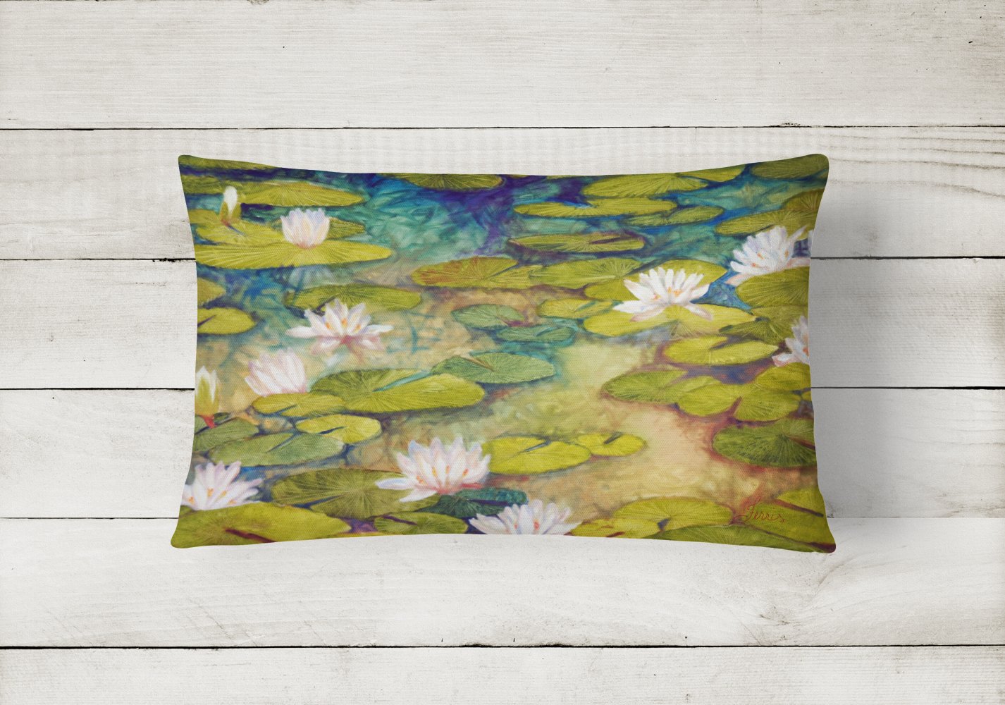 Waterlillies by Ferris Hotard Canvas Fabric Decorative Pillow - the-store.com