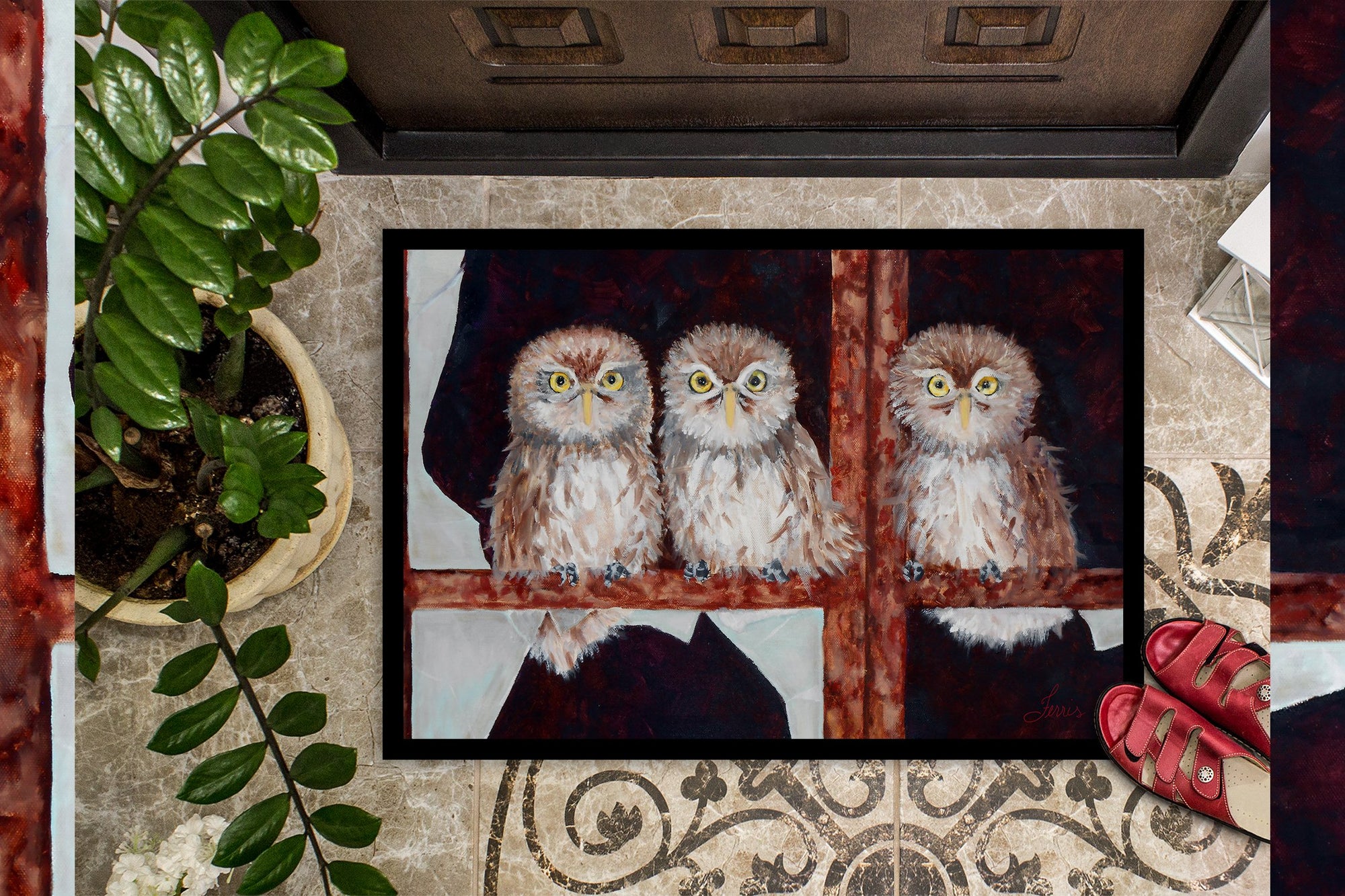 Owls by Ferris Hotard Indoor or Outdoor Mat 24x36 - the-store.com