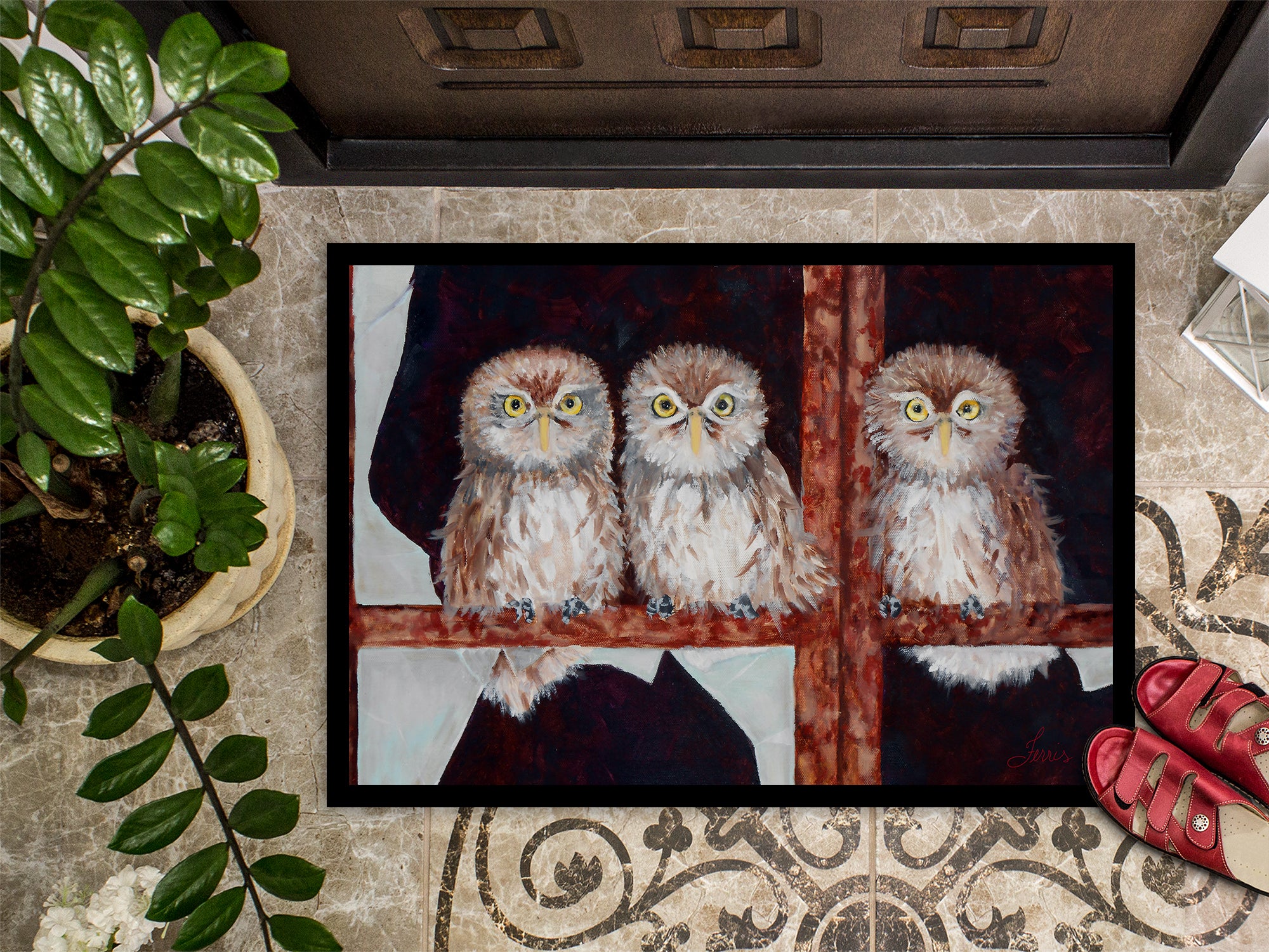 Owls by Ferris Hotard Indoor or Outdoor Mat 18x27 - the-store.com