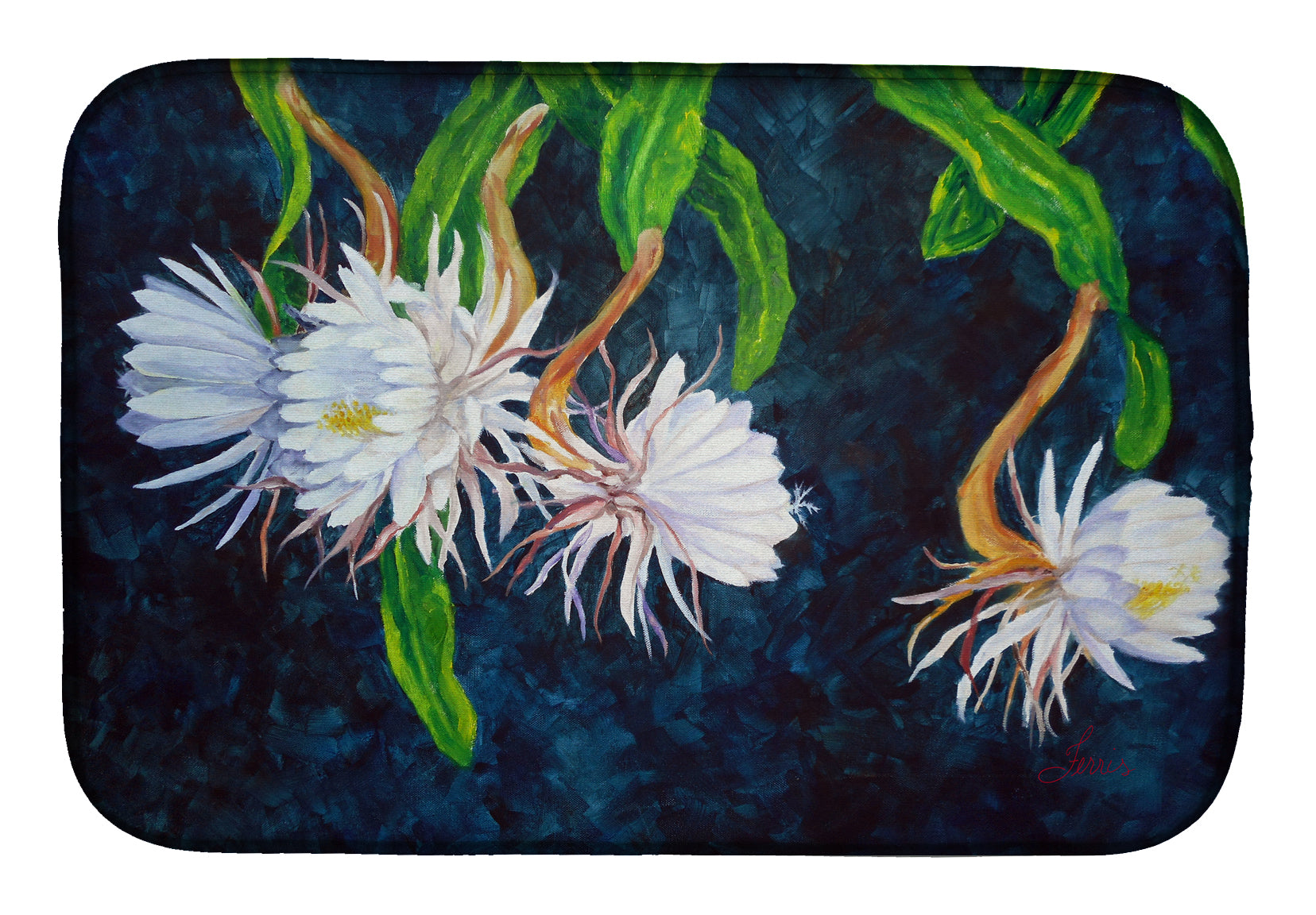 Night Blooming Cereus by Ferris Hotard Dish Drying Mat  the-store.com.