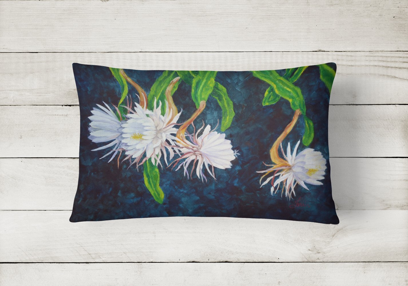 Night Blooming Cereus by Ferris Hotard Canvas Fabric Decorative Pillow - the-store.com