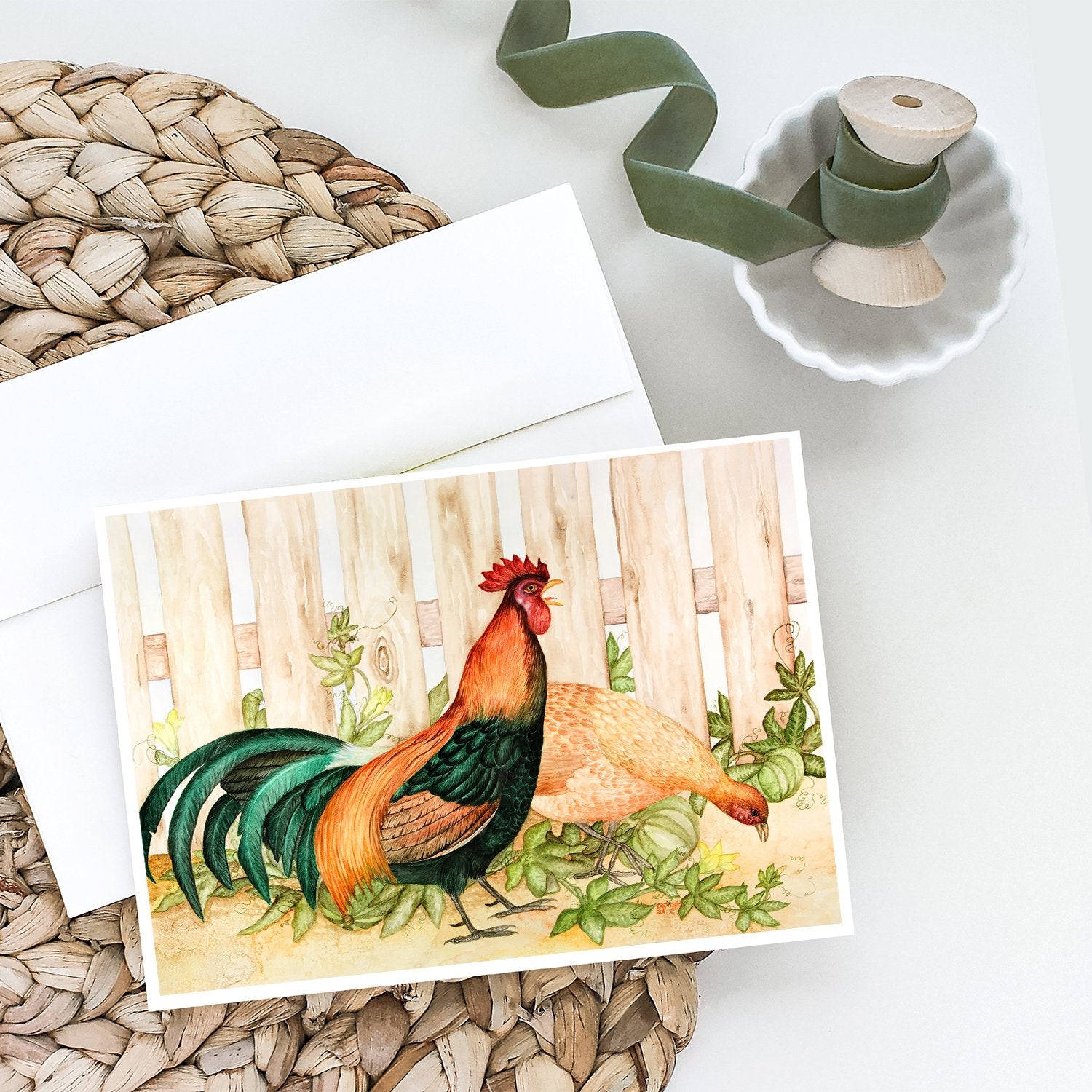 Chicken and Rooster by Ferris Hotard Greeting Cards and Envelopes Pack of 8 - the-store.com