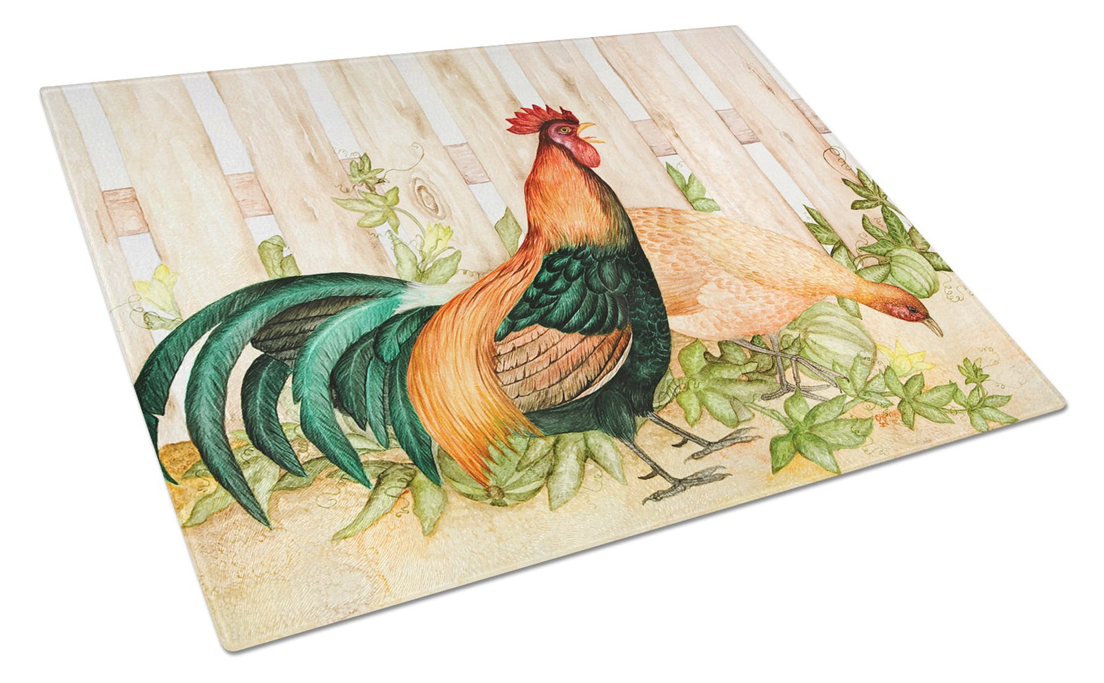 Buy this Chicken and Rooster by Ferris Hotard Glass Cutting Board Large