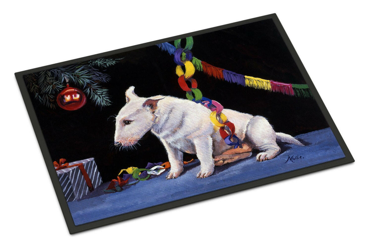 Bull Terrier under the Christmas Tree Indoor or Outdoor Mat 24x36 FMF0012JMAT - the-store.com