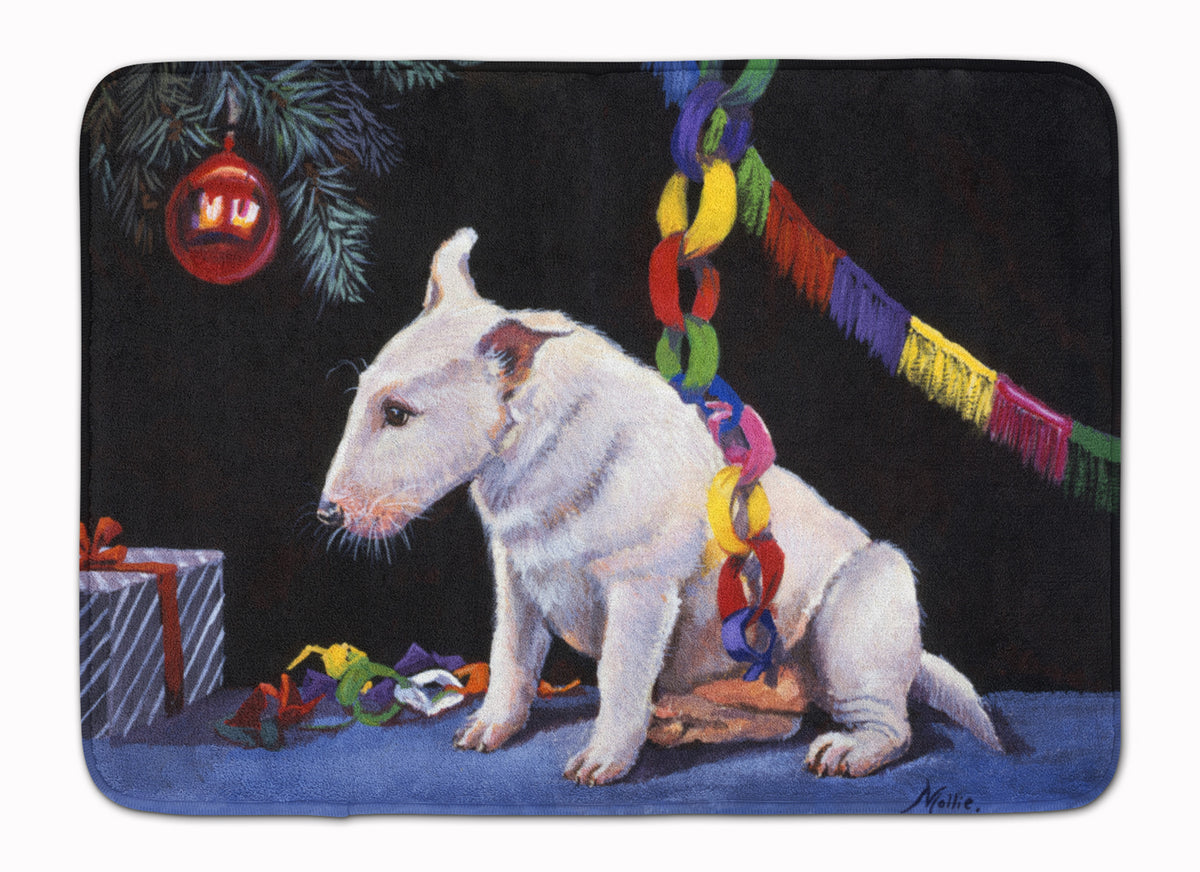 Bull Terrier under the Christmas Tree Machine Washable Memory Foam Mat FMF0012RUG - the-store.com