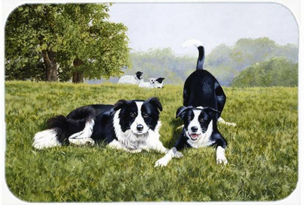 Let&#39;s Play Border Collie Glass Cutting Board Large FRF0014LCB by Caroline&#39;s Treasures
