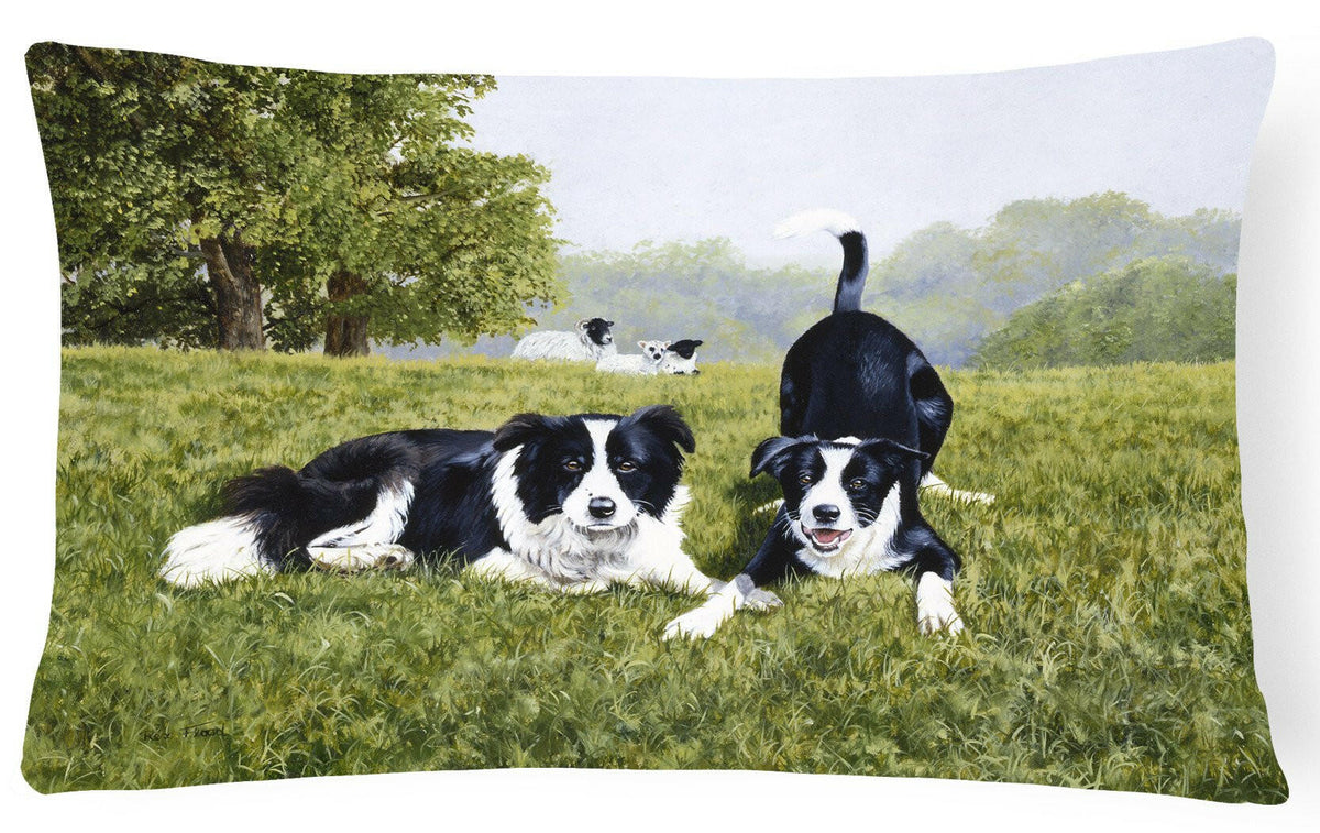 Let&#39;s Play Border Collie Fabric Decorative Pillow FRF0014PW1216 by Caroline&#39;s Treasures