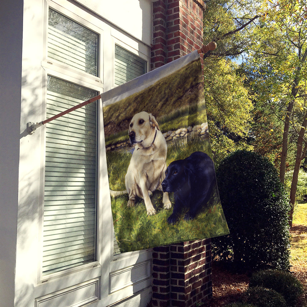 Yellow and Black Labradors Flag Canvas House Size FRF0018CHF  the-store.com.