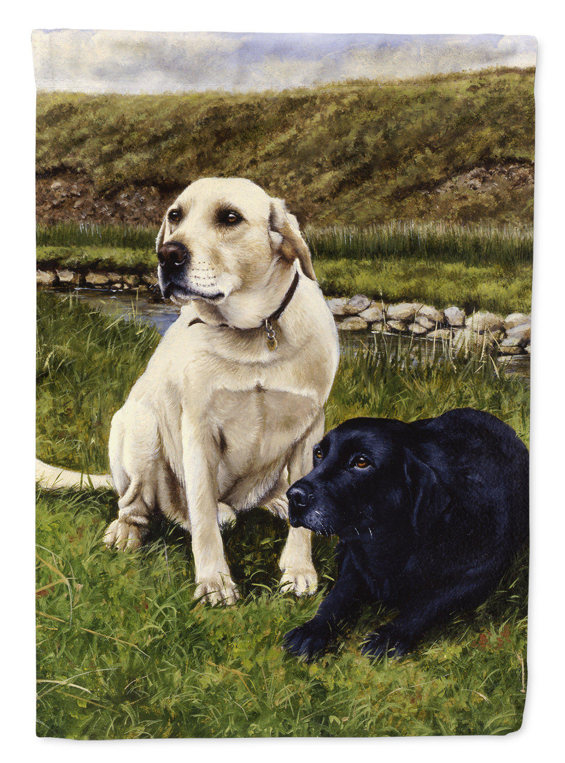 Yellow and Black Labradors Flag Canvas House Size FRF0018CHF  the-store.com.