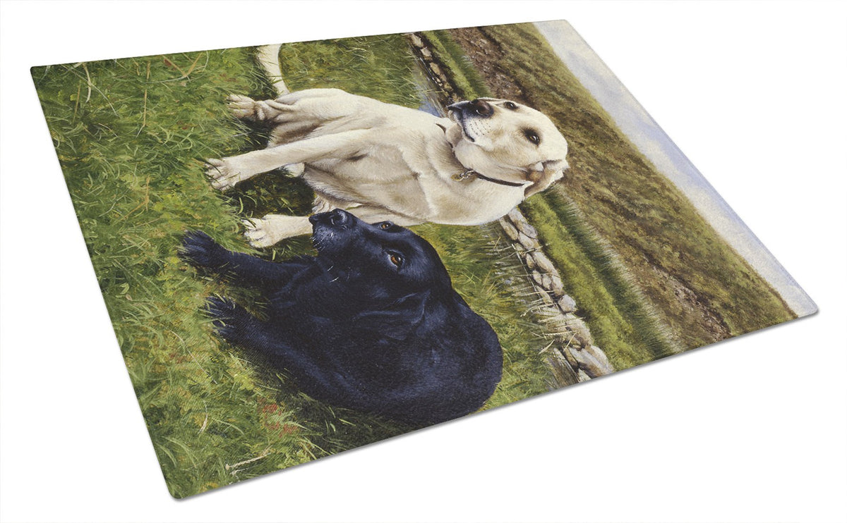 Yellow and Black Labradors Glass Cutting Board Large FRF0018LCB by Caroline&#39;s Treasures