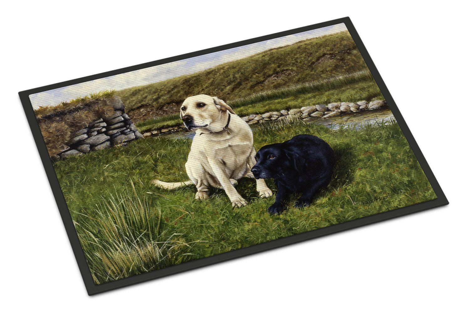 Yellow and Black Labradors Indoor or Outdoor Mat 18x27 FRF0018MAT - the-store.com