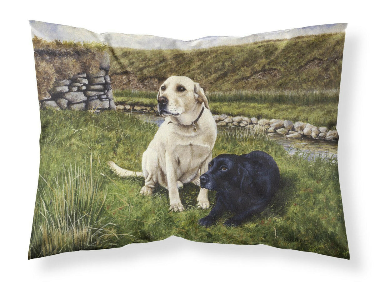 Yellow and Black Labradors Fabric Standard Pillowcase FRF0018PILLOWCASE by Caroline&#39;s Treasures