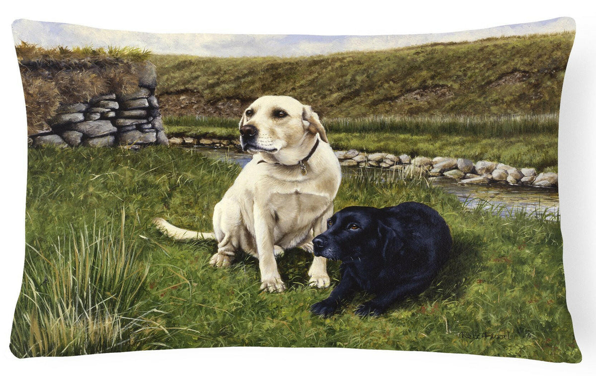 Yellow and Black Labradors Fabric Decorative Pillow FRF0018PW1216 by Caroline&#39;s Treasures