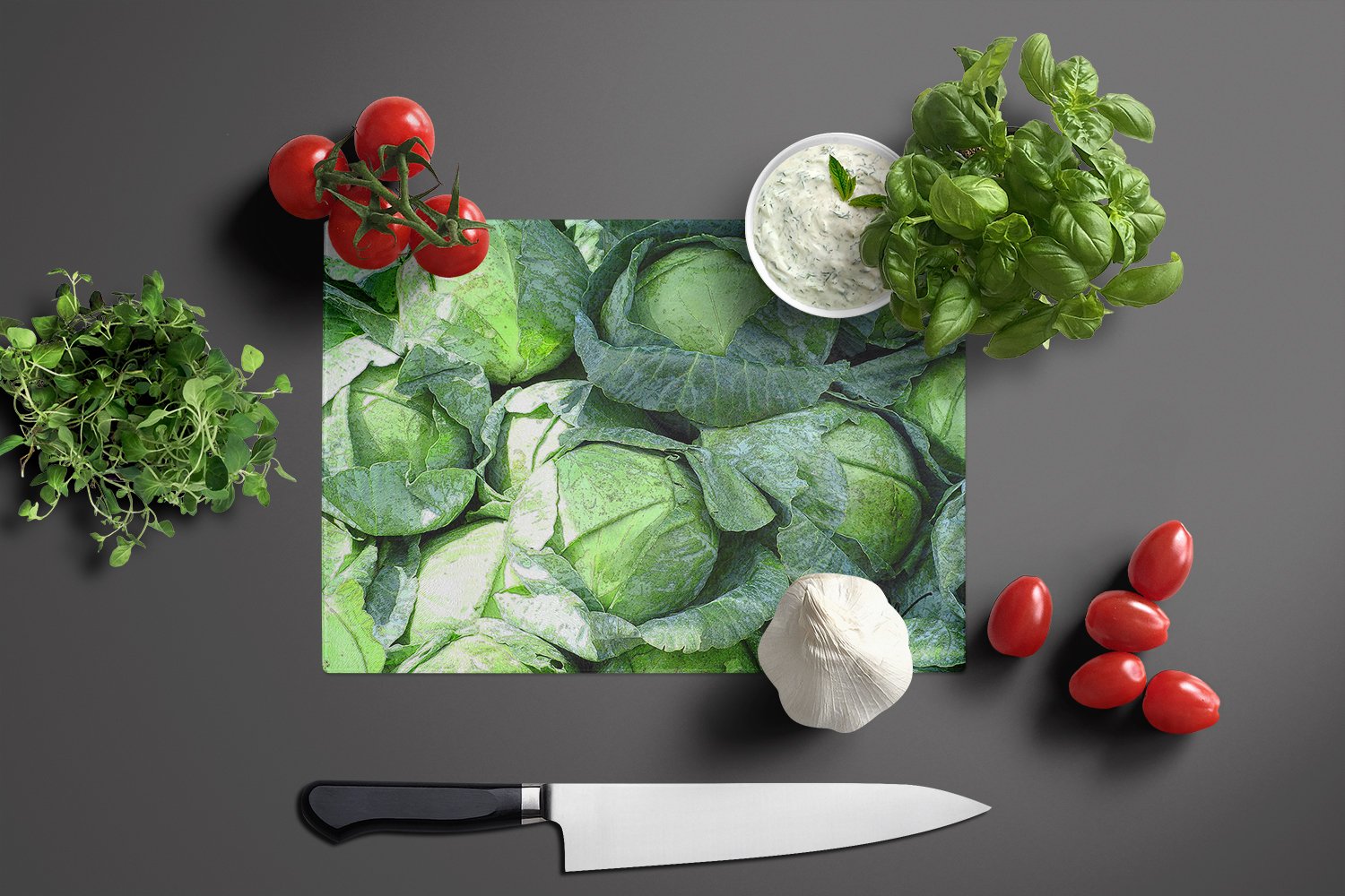 Cabbage by Gary Kwiatek Glass Cutting Board Large - the-store.com