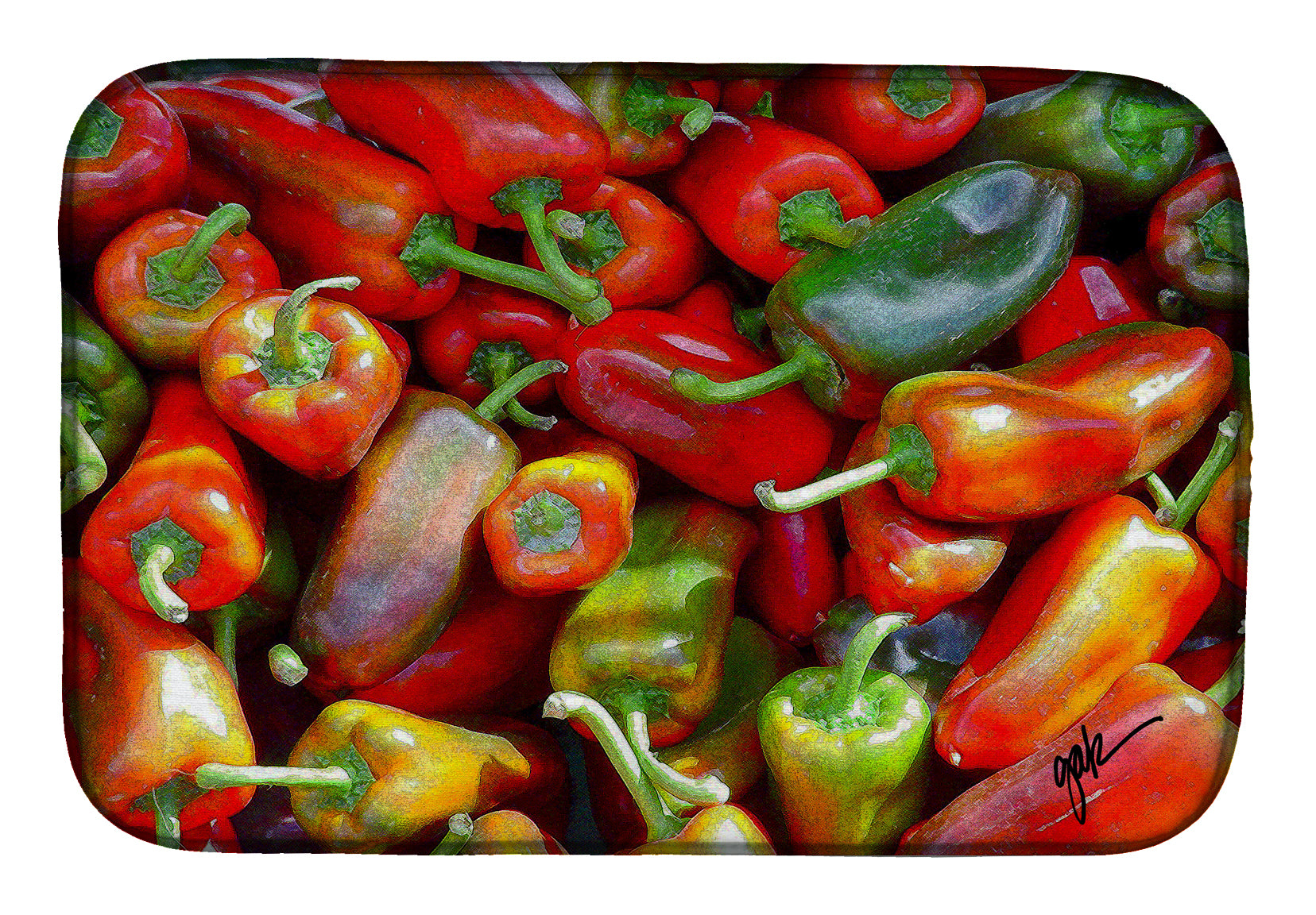 Chilis by Gary Kwiatek Dish Drying Mat  the-store.com.