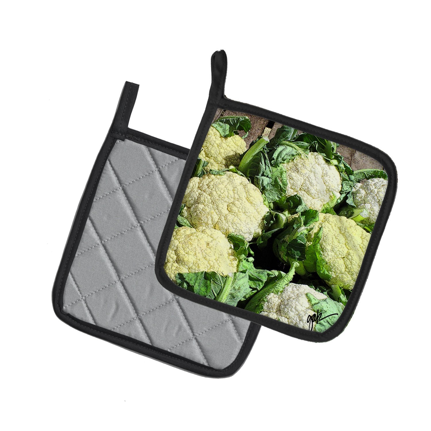 Caroline's Treasures Cauliflower by Gary Kwiatek Pot Holders - Set of 2 Decorative Kitchen Helpers | Made in the USA