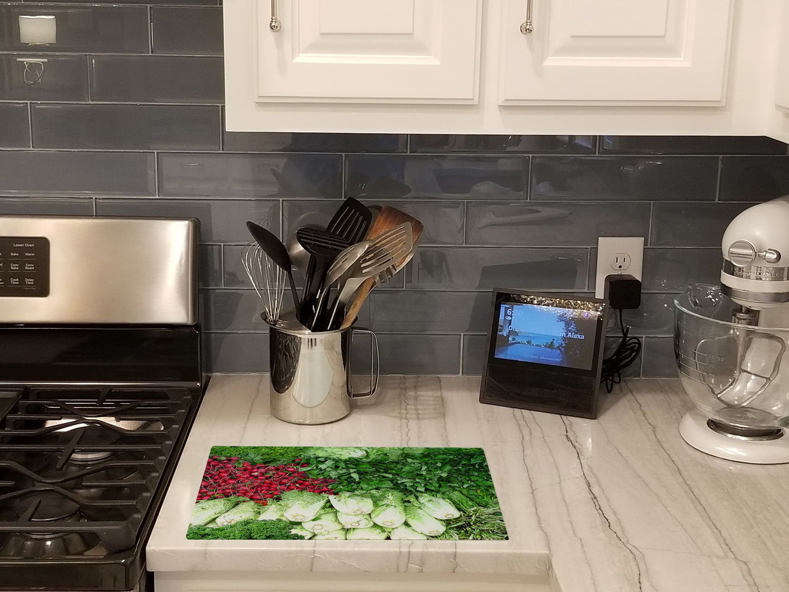 Caroline's Treasures Salad by Gary Kwiatek Glass Cutting Boards – Durable, Decorative Kitchen Art Large