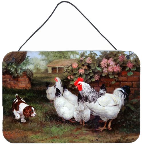 Chickens, Hens and Puppy Wall or Door Hanging Prints by Caroline's Treasures