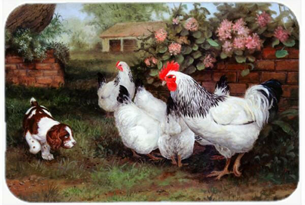 Chickens, Hens and Puppy Glass Cutting Board Large HEH0003LCB by Caroline&#39;s Treasures
