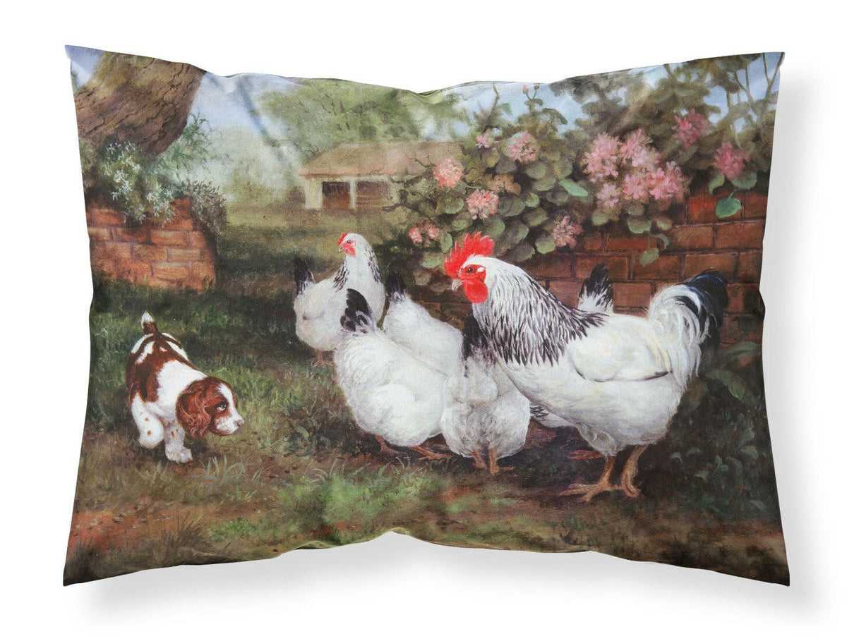 Chickens, Hens and Puppy Fabric Standard Pillowcase HEH0003PILLOWCASE by Caroline&#39;s Treasures