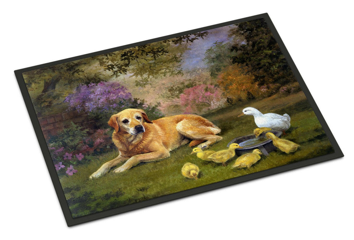 Yellow Labrador and Chicks Indoor or Outdoor Mat 18x27 HEH0096MAT - the-store.com
