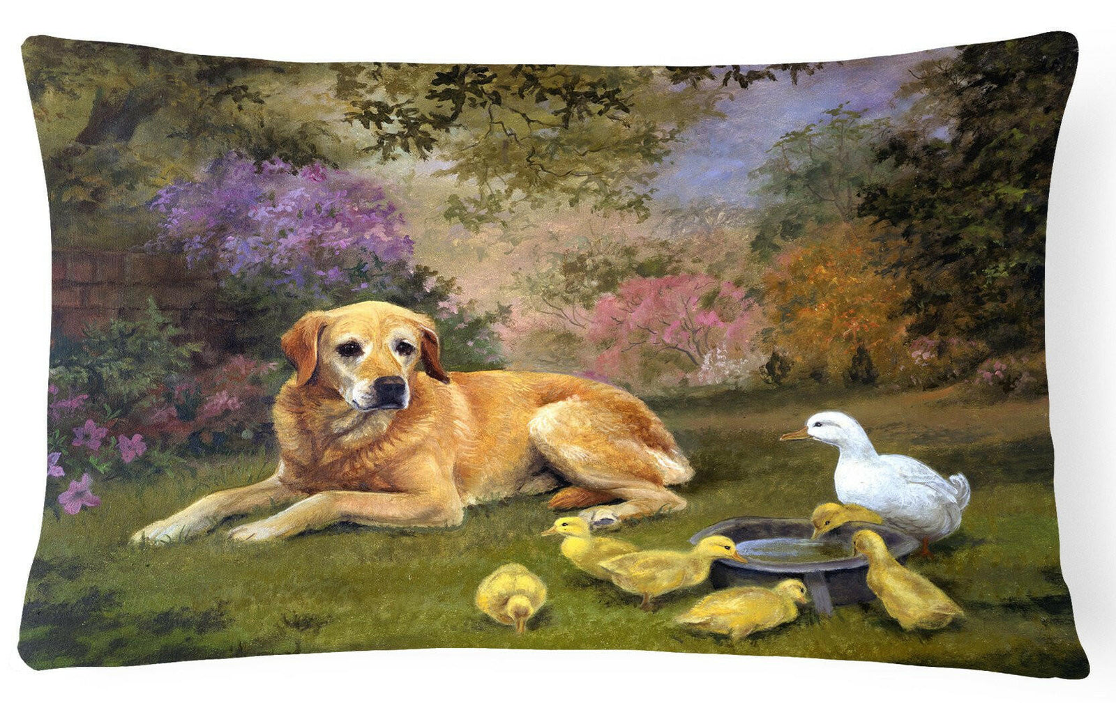 Yellow Labrador and Chicks Fabric Decorative Pillow HEH0096PW1216 by Caroline's Treasures
