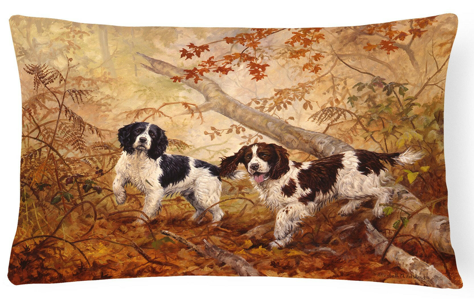 Springer Spaniels by Elizabeth Halstead Fabric Decorative Pillow HEH0139PW1216 by Caroline's Treasures