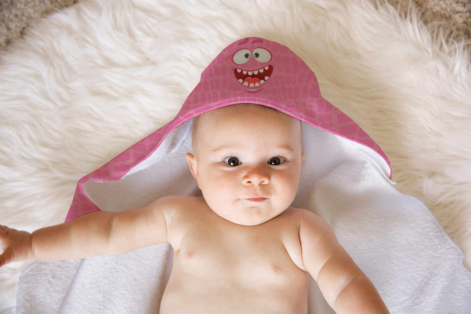 Buy this Pink Monster Soft and Absorbent Hooded Baby Towel