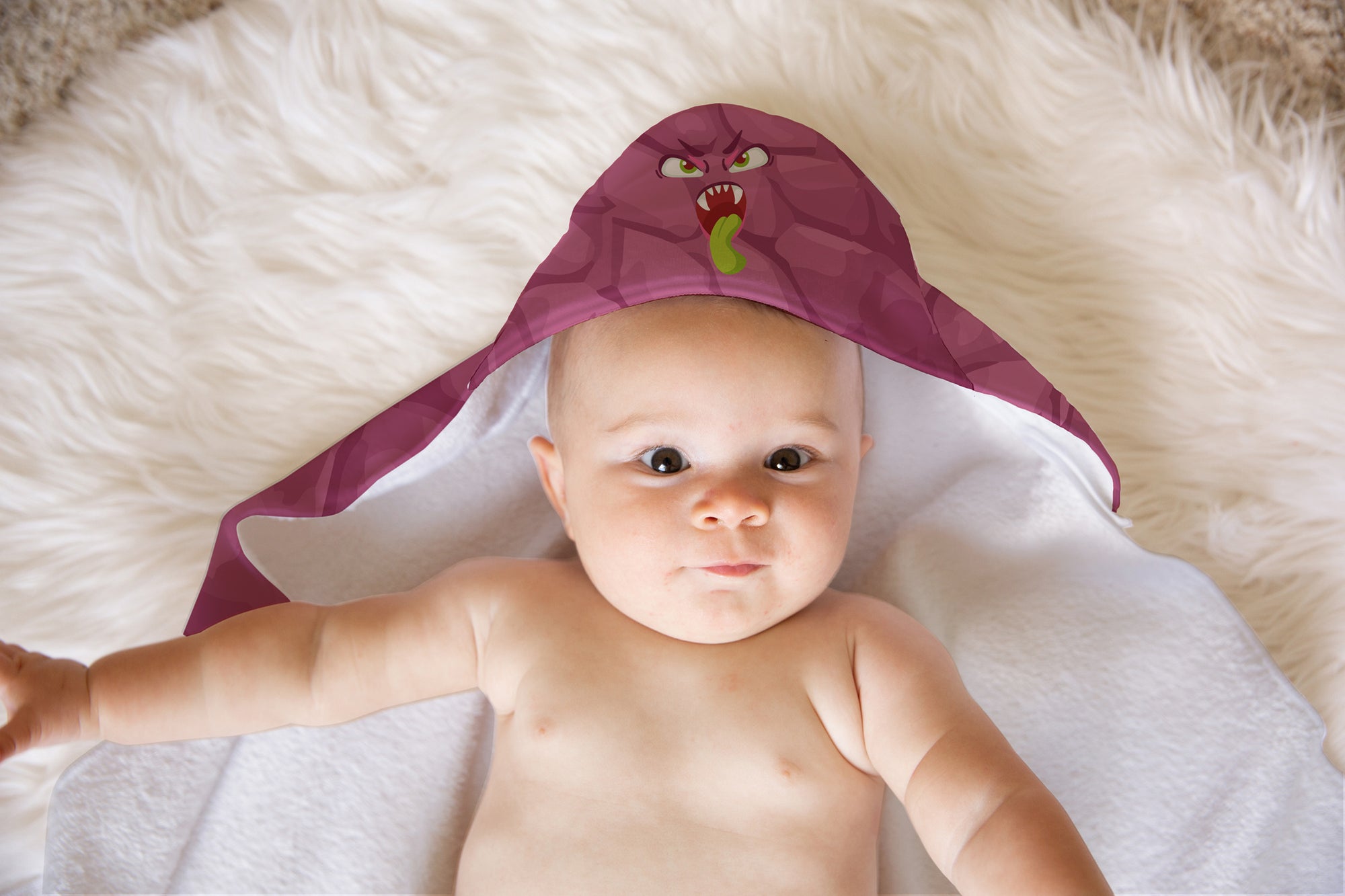 Magenta Monster Soft and Absorbent Hooded Baby Towel - the-store.com