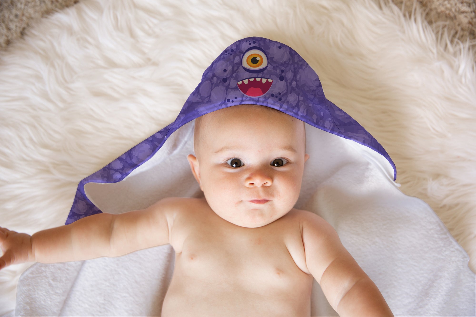 Purple Monster Soft and Absorbent Hooded Baby Towel - the-store.com