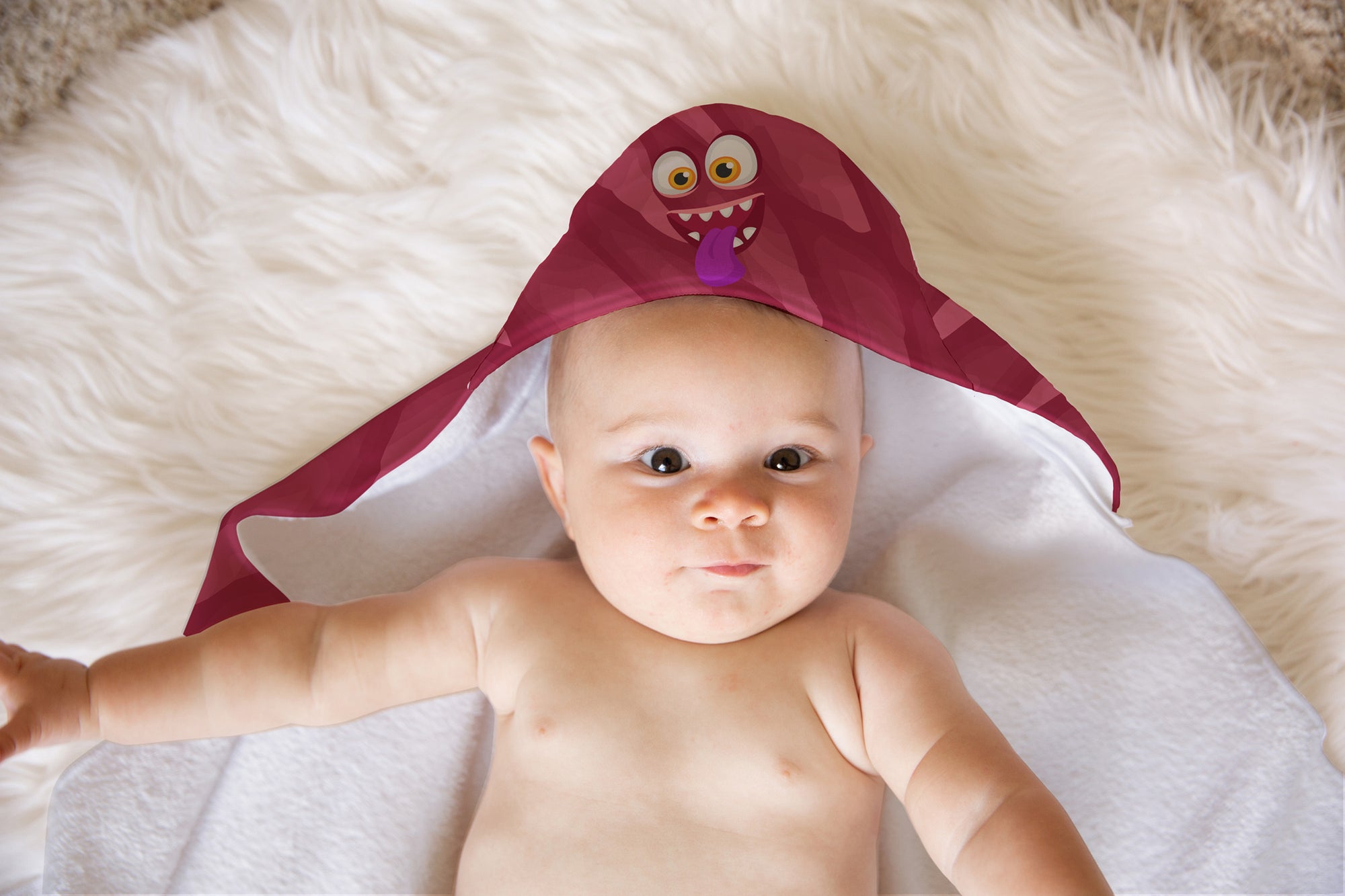 Red Monster Soft and Absorbent Hooded Baby Towel - the-store.com